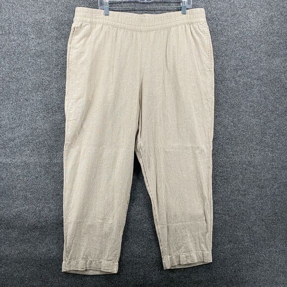 Old Navy Linen Pants Womens XL Beige High Rise Straight Hippie Boho Lagenlook - Picture 1 of 10